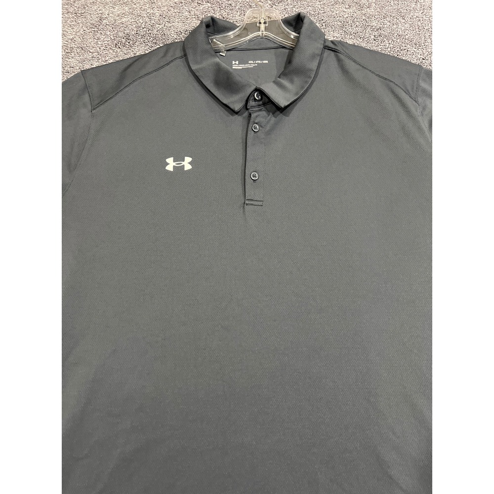 Under Armour Mens 4XL Gray Loose Fit Polo Shirt Gallagher USA Flag Logo Sport